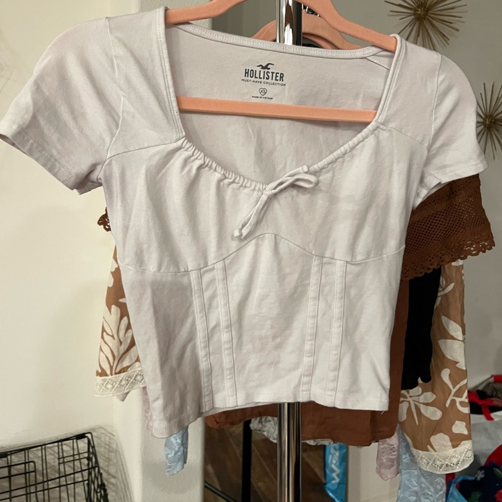 Hollister white Crop Top